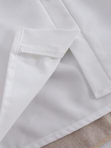 Girls Casual Solid Color Long Sleeve Collared Shirt Blouse, Elegant For Outdoor Spring/Autumn - White - View 5