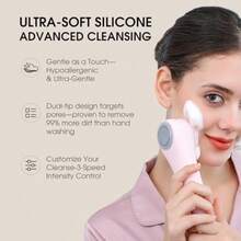 Facial Cleansing BrushSilicone Face Scrubber Pore Scrubber For Women Men IPX7 Waterproof Exfoliating Face Brush Rechargeable Electric Face Scrub Pink - 粉色 - 查看 2