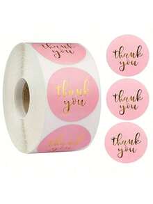500pcs Pink Thank You Stickers -1" Round SealLabels For Envelopes, Gift Wrapping & Crafts Mother's Day Gifts ,Teacher Gifts Packaging