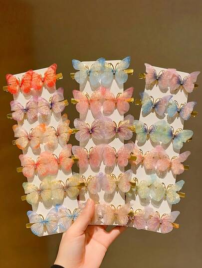 Set de 18 piezas de pasadores de mariposa de hada soñadora, vibra suave y delicada, un pasador embellece, esencial para volver a la escuela - Adecuado para niñas y mujeres, salidas diarias, citas, sesiones de fotos, funciona para moños o peinados sueltos, fácil de establecer el estado de ánimo, pinzas de garra, ganchos para el cabello, pasadores, accesorios para el cabello, artículos escolares, accesorios para la cabeza