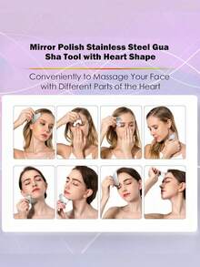 不锈钢刮痧面部工具淋巴引流按摩器面部刮痧金属刮痧护肤自我护理礼品面部塑形刮痧身体刮痧眼部下颌线塑形器 - 彩色 - 查看 3