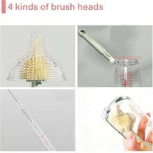 Baby Bottle Brush, 6 In 1 Portable Nursing Bottle Brush Set With Silicone Bottle Brush,Drying Drain Pole,Nipple Brush,Straw Brush And Storage Box,Ideal Gifts For Babies&Amp; Moms (Pink)