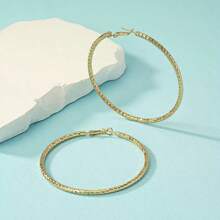 1 Pair Metallic Texture Exaggerated Hoop Earrings