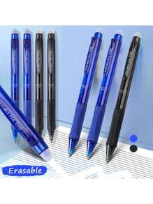 1 Stück 0,5mm professionelles löschbares Kugelschreiber-Set mit großer Kapazität - 2 schwarz-blaue radierbare Stifte + 10 Nachfüllpatronen + 1 Radiergummi - waschbarer Löschbarer Zauberstift, geeignet für Büro, Schreibwaren, Schulanfang