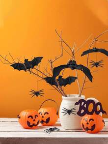 6 Stücke Halloween Party Simulation Fledermaus Realistisch Horror Fake Streich Spielzeug Hängende Fledermaus Bar Spukhaus Halloween Party Dekorationen Trickreiche Requisiten Artibetter Erwachsene Streich Halloween Dekorationen, 3D realistische hängende Vampir Fledermäuse