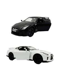 1:36 比例日产 GTR R35 合金模型车，黑白配色可选，后轮驱动，顺滑摩擦，车门可开启，细节逼真，男女皆宜，可收藏，亦可作为圣诞节、万圣节、生日装饰 - 彩色 - 查看 4