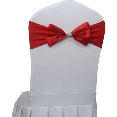 Wedding Chair Decoration, Birthday Party Chair Sash With Bowknot, Elastic Band, Ready To Customize Luxury Satin Chair Sash For Banquet Hotel.