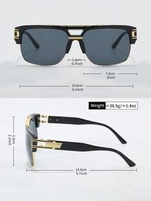 1pc Retro Fashion Unisex Double Bridge Semi-Rimless Personalized Stylish Glasses - Multicolor - View 10