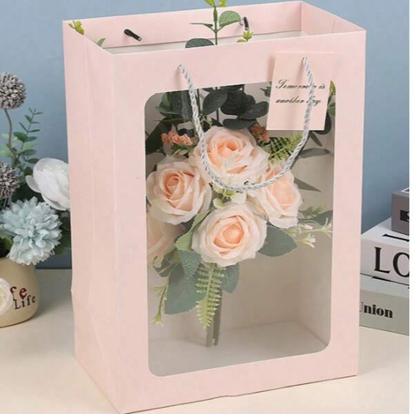 3 حقائب هدايا شفافة مع نافذة ، أكياس هدايا شفافة للبوكيه ، أكياس هدايا للصديقة والأم ، أكياس هدايا بمقابض مناسبة لعيد الحب وعيد الأم ، أكياس هدايا صغيرة شفافة ، حقيبة تسوق شفافة قابلة لإعادة الاستخدام مع مقبض للبضائع والتجزئة والأعمال الصغيرة