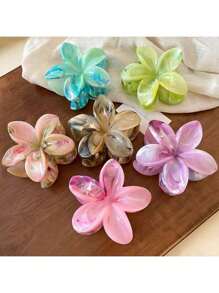 12pcs/Pack Big Size 3.14 Inch Dopamine Tie-Dye Daisy Flower Hair Clips, Sweet Floral Crown Barrettes For Ponytail/Bun