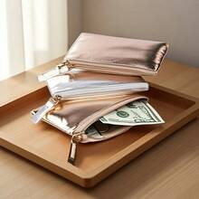 High Quality PU Coin Purse, Waterproof, Simple, Stylish And Portable Coin Bag Large Capacity Cosmetic Pouch, Chic Simple Fashion Coin Purse, Elegant Clutch Bag For Women,For Bathroom,For Travel,For College Dorm,For Makeup Tools,Zipper - Multicolor - View 1