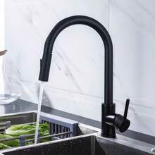 1 pieza Grifo de cocina moderno de níquel cepillado - Caño alto de una sola manija con rociador extraíble, de construcción duradera de acero inoxidable, de grado comercial, compatible con autocaravana, fácil instalación, bajo caudal y resistente a la corrosión - Multicolor - Ver 6