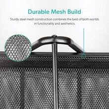 3-Tier Metal Mesh Desktop Organizer, Multifunctional Wrought Iron Storage Rack, Removable Lightweight Magazine Basket, Office Folders For Files And Books,For School Supplies,Back To School - Black - View 6