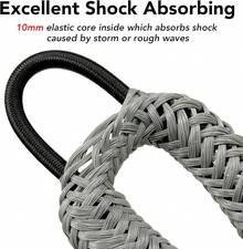Cuerda de amarre elástica para acoplamiento con clip de acero inoxidable, accesorios para barcos kayak, embarcaciones acuáticas,motos acuáticas, pontón, canoa, barco motorizado, paquete - gris - Ver 2