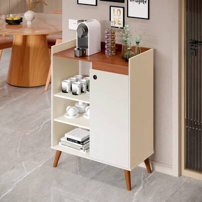 Buffet Miguel Compacto com 1 Porta e 3 Prateleiras – Aparador Multiuso Sala, Cozinha ou Cantinho do Café – Cores Diversas