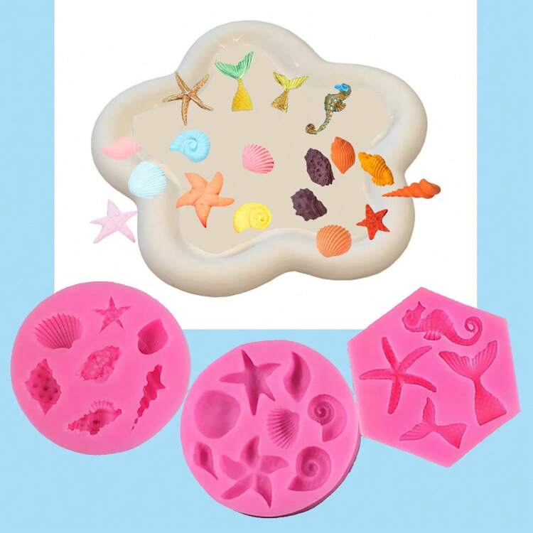 1pc/3pcs Mini Shell Design Silicone Molds, DIY Silicone Candle Molds, Soap, Resin Casting, Handmade Soaps, Wax Melts, Craft Decoration, Holiday Gifts - Pink - View 6