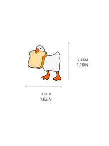 2pcs (Random Design) Cartoon Big White Goose Brooch, Creative Student Backpack Pins Clothing Accessories, Cute And Adorable Letter Metal Badge