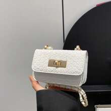 Bolso cuadrado mini, textura trenzada, acolchado, nuevo bolso de moda para mujer, costura de patrón de diamante, bolso de hombro de alta calidad, bolso bandolera con cadena trenzada, cierre con solapa bolso pequeño, estuche para lápiz labial, bolso cruzado lindo