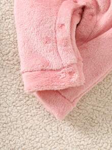 2pcs Baby Unisex Autumn/Winter Plush Cartoon Rabbit Embroidered Bib Pants + Furry Hooded Top Outfit Set