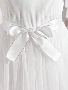 Kids Girl Floral Lace Mesh Long Sleeve Tulle Tutu Princess Dress Wedding Party Evening Formal Pegeant Dance Gown - 白色 - 查看 5