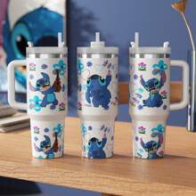 Disney 1 Peça Copo Térmico Isolado de Aço Inoxidável de 40oz Compatível com Stitch da Disney, com Alça e Canudo - Parede Dupla a Vácuo Isolada, Design Fofo de Stitch, Mantém Bebidas Quentes/Frias por Horas, Presente de Natal Perfeito para Fãs, Utensílio de Viagem | Design de Personagem Divertido | Utensílios de Bebida