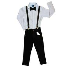 Miguelito Moda Infantil Children's Formal Clothing Page Boy In Assorted Colors With Tie And Suspenders - Long Sleeve Shirt And Trousers For Ages 1 To 16 For Weddings And Grooms. - màu đen - Xem 2