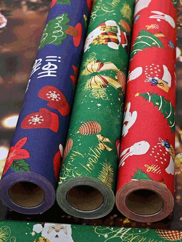 1 pezzo Rotolo grande da 5m/10m di carta da regalo natalizia, carta kraft