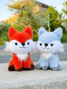 新款可爱狐狸毛绒玩偶，柔软的填充动物玩偶，可爱的设计，完美的儿童生日礼物，复活节主题，豪华房间家居装饰，生日礼物和各种节日礼物 - 彩色 - 查看 2