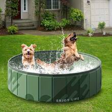 Bañera de enfriamiento plegable para perros - Piscina portátil para mascotas para diversión al aire libre, fácil de montar, duradera para perros, perfecta para el baño de verano - Multicolor - Ver 3