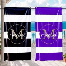 Customized Initial Letter Beach Towel, Personalized Text Towel, Adult Pool Towel, Vacation Gift, Beach, Surfing, Wedding Anniversary Gift, Valentine's Day Gift, Birthday Gift, Gift For Friends/Couples/Family/Pets - Multicolor - View 3