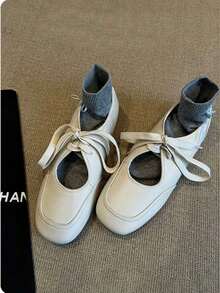 1双女士优雅时尚简约轻便舒适可爱风格芭蕾平底鞋，2025新款通勤法式复古镂空柔软防滑休闲玛丽珍鞋