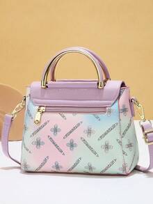 Set Includes Fashionable Women Letter Contrasting Color Shoulder Bag & Handbag , Purple - Purple - View 5