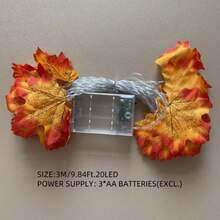 1pc 10/20/30 Lights 2/3/4.5m Maple Leaf String Lights, Suitable For Room Decor, Living Room, Wall Decoration, Autumn Atmosphere, Girly, Holiday, Halloween Lighting - Yellow - View 8