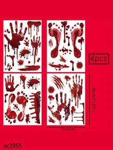 1Set Halloween Blood Hand & Footprint Wall Stickers - Spooky Red Stains, For Home Decor, Perfect For Trick-Or-Treaters, Anime & Horror Fans, Self-Adhesive Vinyl, Festive Home Accent | Spooky Theme Decor | Halloween Decorations Halloween Decor Christmas Decoration Thanksgiving Wedding Home Decor Home Decor Fall Decor Autumn Decor Birthday Decorations For Gifts Party Supplies Indoor Holiday Festival Decor Wall Decor Halloween Ornaments - Multicolor - View 13