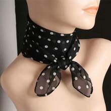 1 pieza Pañuelo de gasa con estampado floral, ligero, versátil, de moda y elegante para mujer, adecuado para primavera y otoño con vestidos - Blanco y Negro - Ver 2