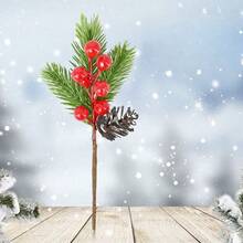 1/3/5pcs Christmas Red Berries Pine Cone Branches Artificial Pine Needles Christmas Tree Ornaments Home Decoration Diy Wreath Gift Holiday Decoration Simulation Plant Christmas Decorations Room Decor Winter