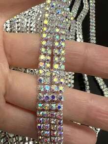 1米/3米/10米单排水钻链，多用途DIY水晶爪链，适用于服装、鞋子、包包装饰