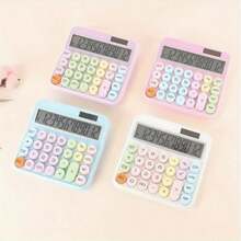 High Precision 12 Digit Desktop Calculator - Large Display, Large Buttons For Easy Use - Perfect For Students And Office Work, Can Be Used Without Batteries - Purple - View 3
