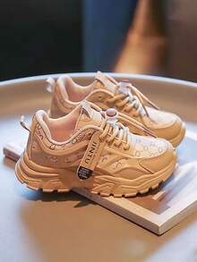 Zapatillas deportivas de malla para niños, zapatillas de running ligeras y cómodas para niños. - Caqui - Ver 2