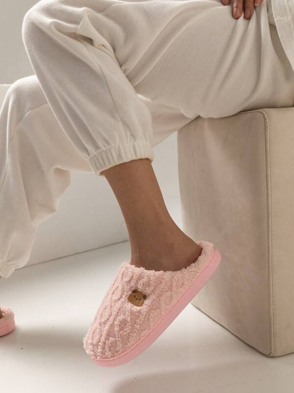 Women's Plush Slippers, Cute Cartoon Design, Comfortable Warm, Bear Style, Indoor Non-Slip Durable, Autumn/Winter