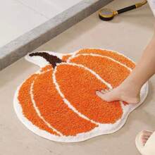 1 件万圣节南瓜植绒浴室防滑垫，吸水地毯，尺寸约为 23.6 英寸 * 23.6 英寸，适用于玄关、浴室、厨房装饰，厨房地毯