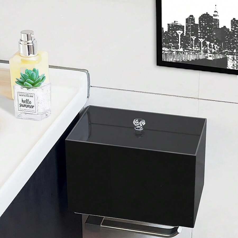 Tampon Box For Bathroom, Tampons And Pads Storage Holder, Women Period Organizer Container, Black,8207606 - Blue - View 1