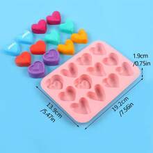 12 件不对称心形硅胶模具，适用于树脂、蜡烛、肥皂、蜡熔体和 DIY 工艺品，易于脱模可重复使用 - 彩色 - 查看 2
