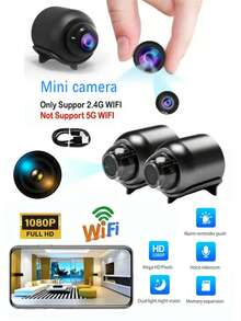 1/2 件迷你无线 WiFi 智能安全摄像头，1080P 高清，应用程序控制，AI 运动检测报警，声音监控，USB 供电，易于安装，宠物监控系统，猫眼摄像头，圣诞节和新年礼物