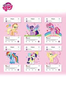 MY LITTLE PONY 6张透明贺卡，卡通主题友谊日贺卡，PVC材质，圆角设计，极光风格，送给朋友的理想选择，送礼，生日礼物，节日礼物，理想的朋友礼物，礼品，装饰品，家居装饰，生日期间送给年轻人的完美礼物