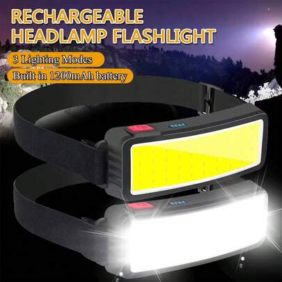  NetHong 1pc COB Rechargeable High Brightness Long-Range Head Mounted Headlights, Ultra-Lightweight Portable Sensor Headlamp, USB Rechargeable Headlamp, Super Bright Night Fishing And Mining Lights, Outdoor Sport, Camping And Fishing Lighting