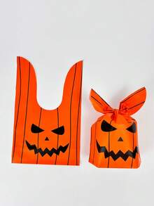 50pcs-Halloween Candy Bags - Set Of 50 Plastic Bunny Ear Snack Bags For Trick Or Treat, Halloween Party Decorations And Favors - Cute Cookie Gift Bags With Pumpkin And Mummy Designs - Multicolor - View 4