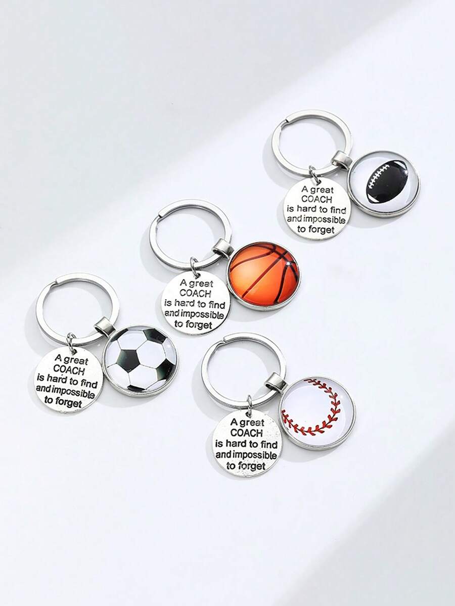 1 件创意球类运动感谢标语钥匙扣吊坠，足球、篮球、橄榄球、棒球运动纪念品钥匙扣装饰配件，包包和钱包配件 - 理想的生日礼物汽车配件可爱哥特 Y2k - 彩色 - 查看 1