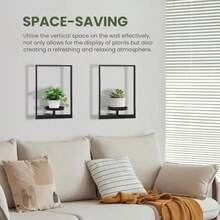 Wall Planters For Indoor Plants Metal WallMounted Plant Hanging Holder Hanger 2Pack 30 * 11 * 40Cm Black - 黑色 - 查看 7