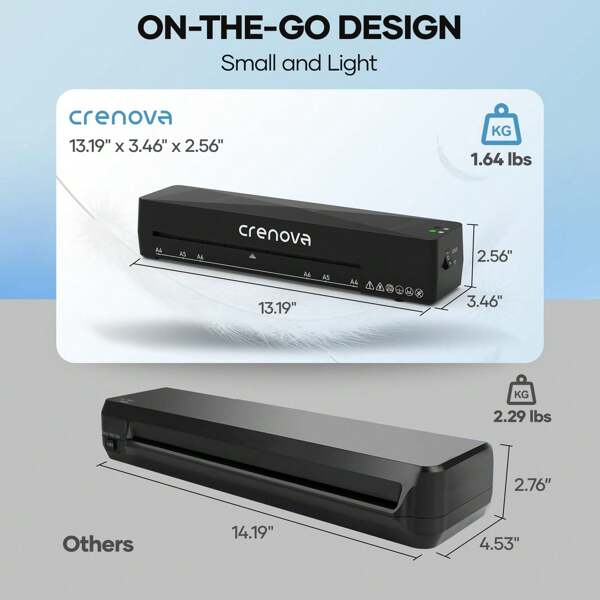 CRENOVA Laminator Machine, A4 Laminating Machine Hot & Cold With Fast Warm Technology, Thermal Laminator 9 Inch For Home Office School Business Black